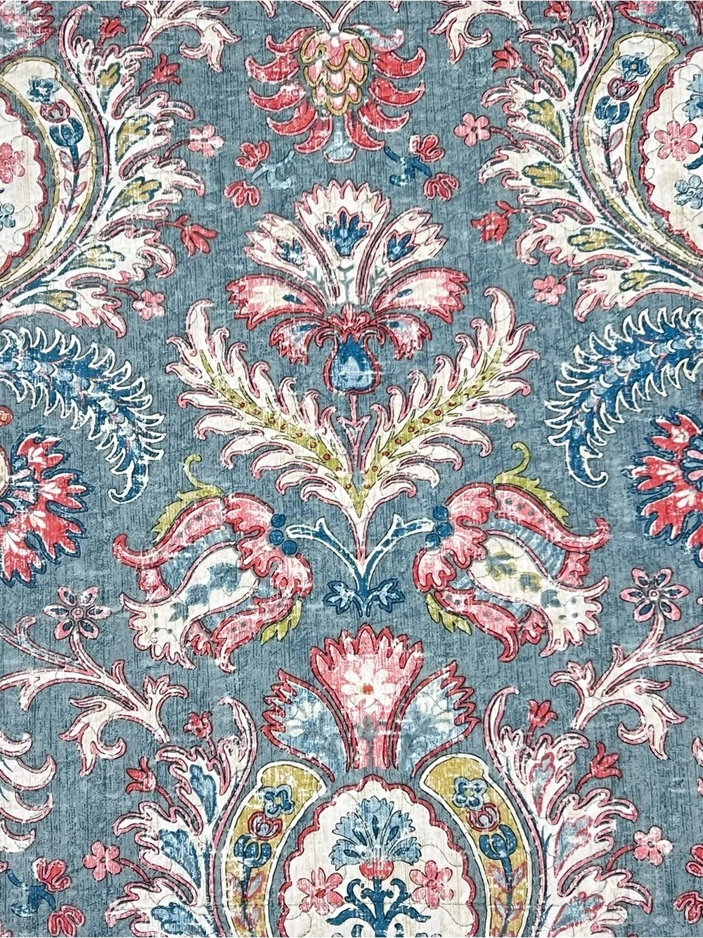 2 Waverly Quilted Shams Standard Pair Blue Floral Paisley Jacobean Bohemian